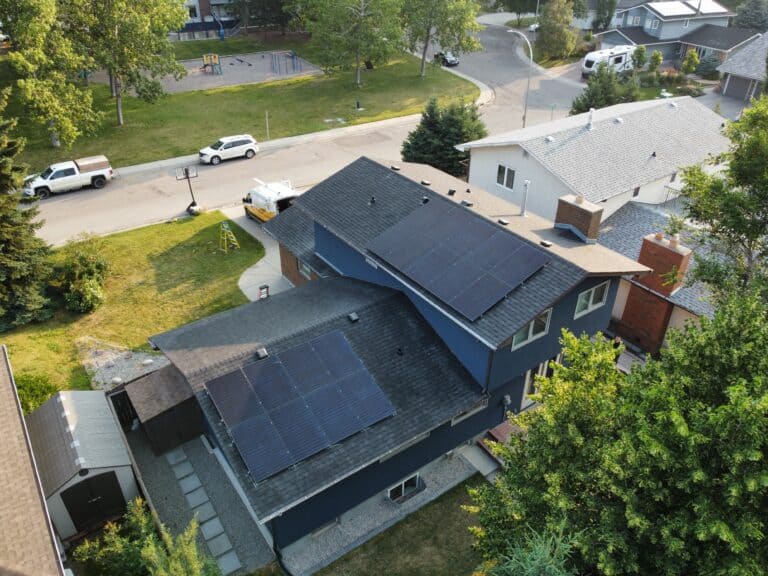 Residential solar panels installed on a Calgary home in Alberta
