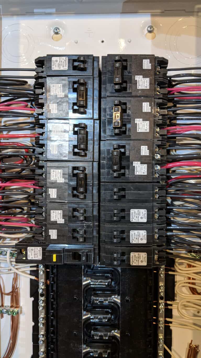 100 amp panel replacement step by step close up on breakers