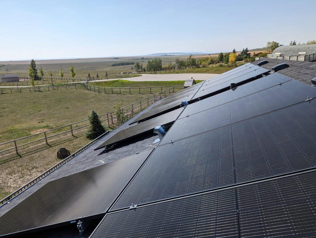 Residential solar panels on a Calgary home generating electricity