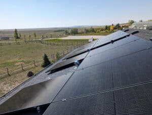 Residential solar panels on a Calgary home generating electricity