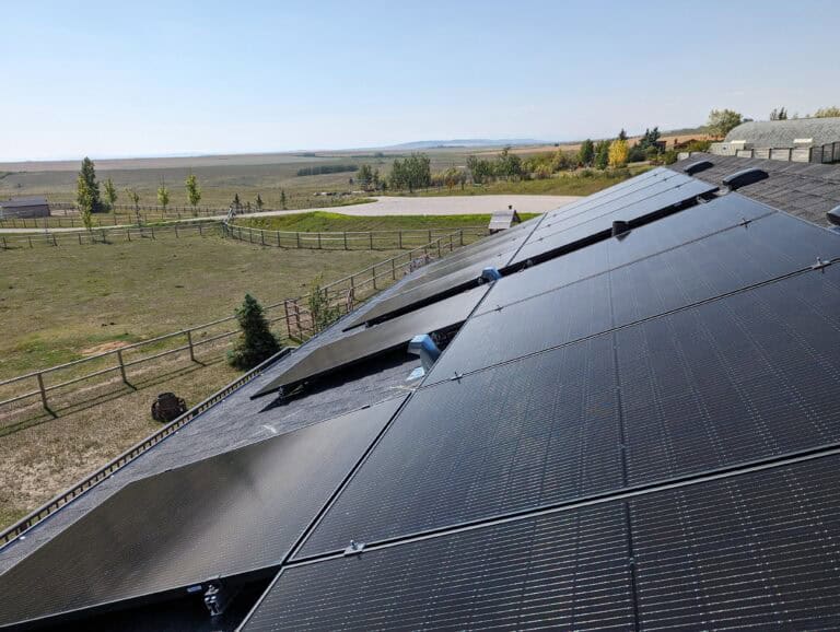 Residential solar panels on a Calgary home generating electricity