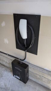 Level 2 EV charger installed in a Calgary home garage by a licensed electrician
