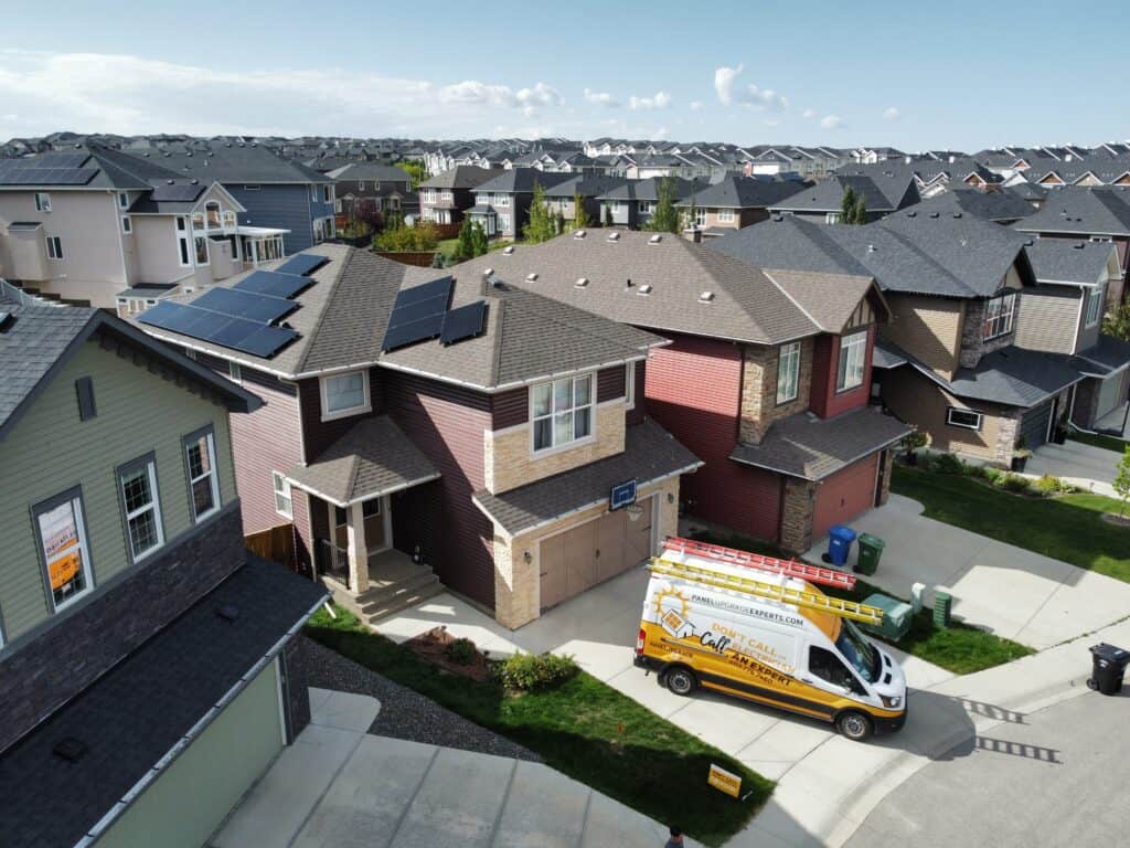 Solar panels on a Calgary home after the 2024 hailstorm