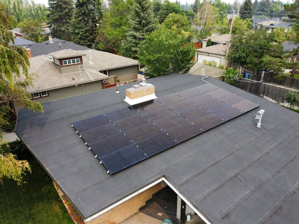 solar panels on a flat roof