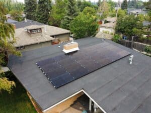solar panels on a flat roof
