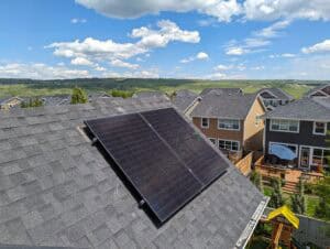 two solar panels on a roof in Cochrane, Alberta