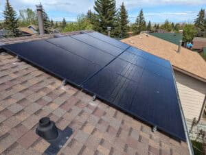 Solar panels of a roof for the calgary home show solar giveaway