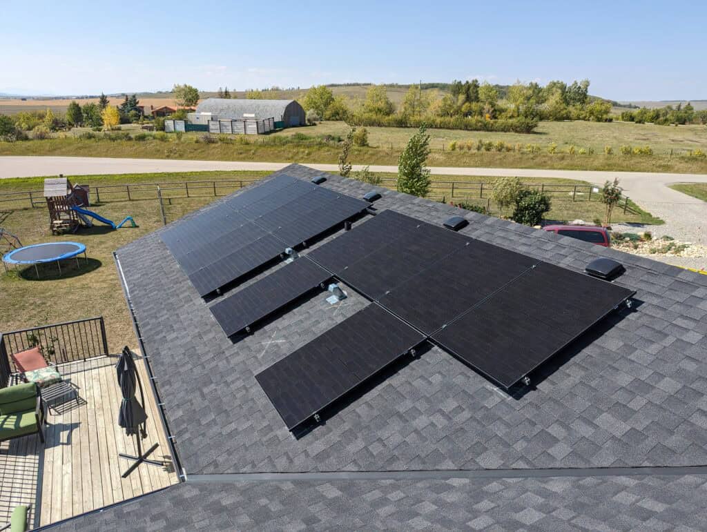 Solar panels installed on an acreage property in Alberta