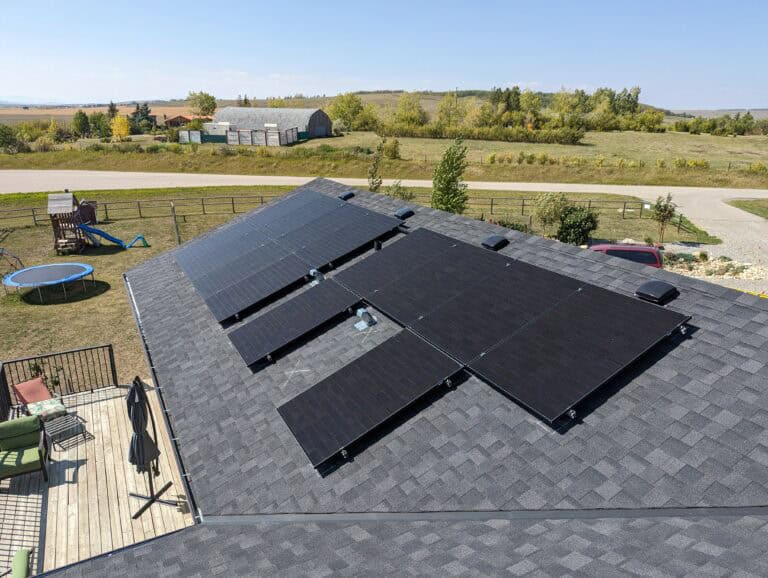 Solar panels installed on an acreage property in Alberta